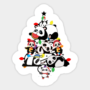 Christmas  Lighting Tree With Funny Pandas Sticker